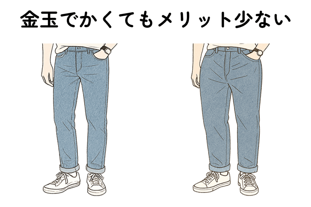 金玉がでかくてもメリットが無い事を表すイメージ画像